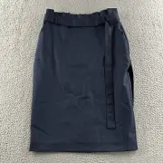 Banana Republic Womens Skirt Blue Size 2 Straight Pencil Belted Polyester Blend