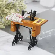 Vintage Miniature Sewing Machine With Cloth for 1/12 Scale Dollhouse Decorat TS