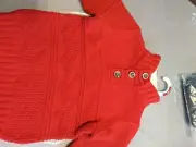 Cat & jack sweater red, size 4/5 xs, 3 button pull over