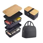 Bento Box Lunch Container Bamboo Top Leakproof Japanese Set with Lid