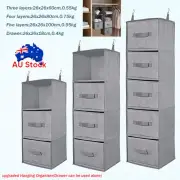 3/4Tier Wardrobe Clothes Organiser Hanging Storage Bag Drawer Foldable Cleaner