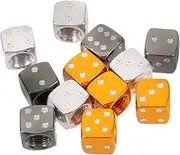 SWOOMEY 12 pcs Dice Style Valve Stem Caps for Trucks and Vehicles Decorative Tire Valve Covers Lightweight and Portable Car Accessories Grey Colors Included