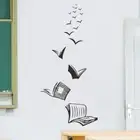 Book Knowledge Open Book Fly Birds Wall Sticker Book Proverbs Wall Decal Sofa