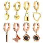 2pc Shell Butterfly Lock Ball Hoop Earrings Girl Statement Earring WOmen Jewelry