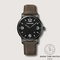 在飛比找蝦皮商城優惠-WENGER 瑞士威格 都會紳士時尚腕錶-皮革/黑面黑 01