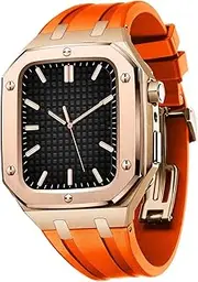 CEKGDB For Apple Watch Band Series 8 45mm 44mm Men Women Military Metal Case With Silicone Strap Shockproof Bumper For IWatch Series 7/SE/6/5/4 Beautiful Gift
