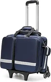 First Aid Bag with Wheels, Medical Trolley Bag with Inner Dividers,Large Capacity Outdoor Emergency First Responder Trauma Bag,for Nurses,Home Health Care,EMT, Paramedics(Blue)