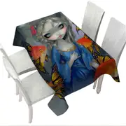 Beautiful Girl and the Goldfish Butterflies Tablecloth