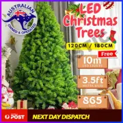 Green Pine Slim LED Christmas Trees with Lights Realistic 1.8m/1.2m Skirt Xmas