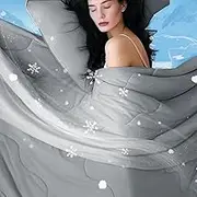 DOWNCOOL Cooling Comforter, Grey Cooling Comforter Twin Size, Cooling Duvet for Hot Sleeper, Breathable Summer Quilt, Lightweight Soft Q-Max>0.4 Arc-Chill Cool Comforter,68"X90"