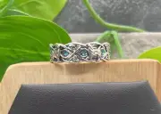 Silver-Tone Rhinestone Celtic Wolf 7mm Band Ring New Free Ship Size 8 A2657