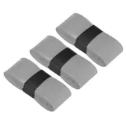 3Pcs PU Tennis Racket Grip Tape Racquet Overgrip Flat Adhesive, Gray
