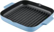 KitchenAid Enameled Cast Iron Square Grill and Roasting Pan, 11 Inch, Blue Velvet