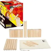 Idena 40175 Nordmann Game with 10 Kubbs, 6 Throwing Woods, King and 4 Corner Sticks Includes Carry and Storage Bag, Fun Throwing Game for Garden, Park and Beach