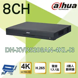 昌運監視器 大華 DH-XVR5208AN-4KL-I3 8 路 4K 人臉辨識 XVR 監視器主機 (10折)