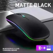 Wireless Bluetooth 5.1 Mouse Rechargeable Laptop Mice with LED Lights 2.4GHz