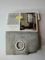 1 pc 54"x84" Light Filtering Basket Weave Curtain Panel Grey - Threshold