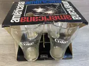 VTG Enjoy Coca Cola Soda 6" Drink Glasses 16 Oz Clear 1970s Libby (4) in Box