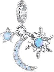 [DOYIS] Sun Moon Star Pendant Charms for Pandora Bracelet-Opal Beads Charms-Sterling Silver Charm-Jewelry for Women Girls