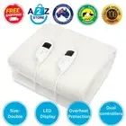 Heated Electric Blanket Double Size Fitted Fleece Underlay Winter Throw - White