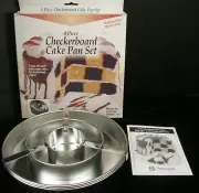NORPRO 4 PIECE CHECKERBOARD CAKE PANS EASILY MAKE CHECKERBOARD CAKES #3813 NEW!!