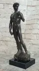 Signed Michelangelo Famous David Nude Male Bronze Art Deco Figurine Sculpture