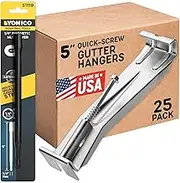 Quick Screw Gutter Hangers 5 Inch- 25 Pack - 5 Inch Gutter Clips with Bonus 6 Inch Drill Bit - Hidden Bracket Clips with Pre-Assembled Screw - Fix Sagging Rain Gutters
