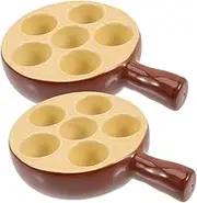 ASAKKURA 2Pcs Ceramic Escargot Dish Multifunctional Seafood Appetizer Plates Non Slip Design Easy to Serve for Home Restaurant Use