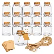 15 Pack 1.7oz/50ml Small Glass Bottles with Cork Stoppers, Strings and Tags
