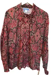 Vintage Pendleton Top Paisley Button Up Rayon Women Sz 16 Tall Long Sleeve NWT