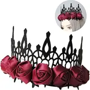 [MERRYHAPY] Halloween Headpiece Elastic Headband Rose Hair Jewelry Headband for Women Baroque Design Photo Prop