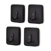 Acacia Wood Black 4 PCS Wall Mounted Robe and Towel Hooks Hanging for
