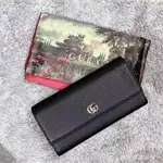 GUCCI 皮夾 LEATHER CONTINENTAL WALLET 正櫃款 真皮經典LOGO長夾❤美