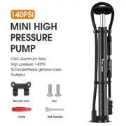 WEST BIKING Mini Schrader Presta Valve Bike Pump With PressureGuage 140PSI Black