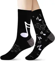 [YUFFQOPC] Funny Socks Novelty Socks for Men Women,Music Note Funny Socks,Crazy Socks Unisex Cotton Calf Socks,Funny Music Socks for Men Women Teen Boys Dad Crazy Christmas Socks Christmas Birthday Gifts, Black,