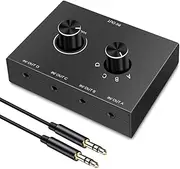 4 Way 3.5mm Jack Audio Switcher 4 in 1 Out Headphone Amplifier Stereo Bi-Directional Audio Switch Splitter Box