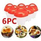FREE SHIPPING 6Pcs Hard Boiled Silicone Egg Cooker Non Stick Without the Shell