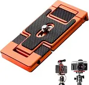 K&F Concept Smartphone Tripod Mount, Aluminum Alloy Lightweight Quick Release Plate with 1/4" Screw and Rubber Grip for Camera, Mobile Phone (Orange)