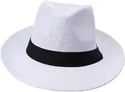 [GOOHOCHY] Seagrass Straw hat Foldable Straw Sun hat Bucket hat Rattan Sun hat Outside Man hat Fashion Outdoor Sun Cap Hats for Men Ladies Hats for Summer Men and Women Cowboy hat Keep Warm