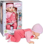 Baby Annabell Emily Lauf mit Mir 43 cm, Crawling and Walker Doll with Sound Function, Pink Romper and Hat, 710623 Zapf Creation