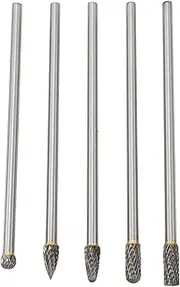 Carbide Burr Set, 10Pcs 1/8'' Shank Double Cut Tungsten Steel Burr Rasp File Fits Tool for Metal Wood Grinding Engraving Polishing, for Removing Burrs, Rough Edges, Welds, High