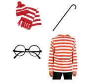Book Week Wheres Wally Costume Red White Striped Top Waldo Wenda Cosplay
