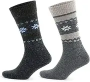 [GoWith] Men's Alpaca Wool Socks, Pack of 2 pairs, fine knit natural wool thermal effect cosy comfortable boot socks for winter, Grey and Dark Grey, UK size 6-8 and 9-11