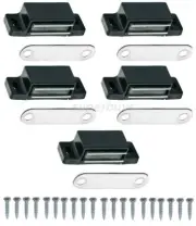 Black w/ Screws 5pc 46mm Magnetic Cabinet Cupboard Door Latch Snap Clasp Magnet