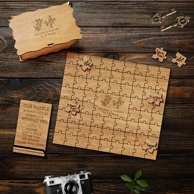 Personalised Wooden Puzzle Wedding Guest Book Set