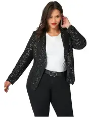 [Pink Dusk] All Day And Night Sequin Jacket in Black