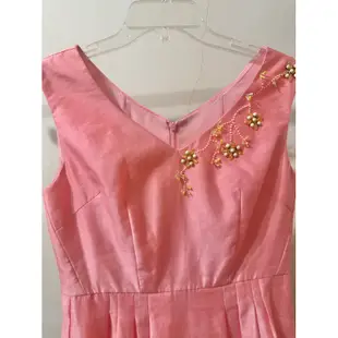 專櫃精品服飾 設計師精品 六藝Donna Hsu 漂亮鑽飾粉色洋裝 7號