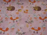 Flannelette Fitted Bears Foxes & Hedgehogs Pink Cot Sheet Handmade