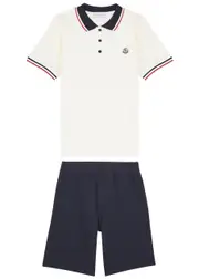 Moncler Kids Cotton Polo Shirt and Shorts set (12-14 Years) - White - 14A (14 Years) 14A (14 years)