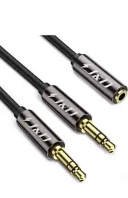 J&D 3.5 mm to 2 X 3.5 mm Cable, Gold Plated Copper Shell 1/8 inch TRS Female ...